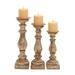 Juniper + Ivory Set of 3 15 In., 14 In., 12 In. Traditional Candle Holder Brown Wood - Juniper + Ivory 52759