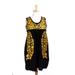 Golden Midnight Oaxaca Blossom,'Hand Embroidered Yellow & Black Cotton Oaxaca Style Dress'