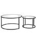 Everly Quinn Harless (Set of )Two 35" Glass & Steel Round Nested Coffee Tables Metal in Black/Brown | 4 H x 18 W x 35 D in | Wayfair