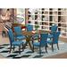 Greyleigh™ Laumann 7 - Piece Rubberwood Solid Wood Dining Set Wood/Upholstered in Brown | 30" H x 60" L x 36" W | Wayfair