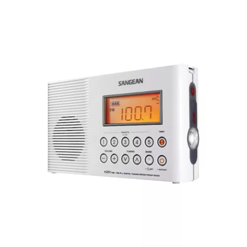 Sangean White Portable Water-Resistant Radio