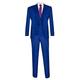 Men's Smart 3 Piece Blue Blazer Vest and Trouser Set Tailored Fit 2 Button Wedding Groom Prom Party Suit 48