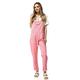 Anna-Kaci Womens Vintage Wash Straight Leg Denim Overalls with Pocket Bib, Pink, Large/X-Large