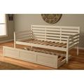 Lark Manor™ Alhamdi Twin Solid Wood Daybed Frame w/ Trundle Wood in White | 38 H x 43 W x 80 D in | Wayfair E34345BB2E9644D88AB2EA4282B767C3