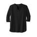 Plus Size Women's Gauze Mandarin Collar Shirt by KingSize in Black (Size XL)