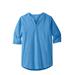 Plus Size Women's Gauze Mandarin Collar Shirt by KingSize in Azure Blue (Size 2XL)