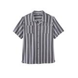 Plus Size Women's Gauze Camp Shirt by KingSize in Grey Stripe (Size 3XL)
