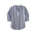 Plus Size Women's Gauze Mandarin Collar Shirt by KingSize in Blue Stripe (Size 5XL)