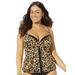 Plus Size Women's Faux Flyaway Underwire Tankini Top by Swimsuits For All in Animal (Size 12)