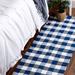 Blue/Navy 72 x 27 x 72 in Area Rug - Gracie Oaks Runner Haubrich Gingham Cotton Navy/White Area Rug Cotton | 72 H x 27 W x 72 D in | Wayfair