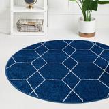 Blue/Navy 48 x 0.5 in Area Rug - George Oliver Debrodie Geometric Navy Blue Area Rug, Polypropylene | 48 W x 0.5 D in | Wayfair