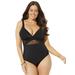 Plus Size Women's Cut Out Mesh Underwire One Piece Swimsuit by Swimsuits For All in Black (Size 16)