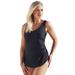 Plus Size Women's Sarong Front One Piece Swimsuit by Swimsuits For All in Black (Size 24)