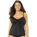 Plus Size Women's Tie Front Underwire Tankini Top by Swimsuits For All in New Black (Size 22)