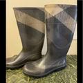 Burberry Shoes | Authentic Burberry Rain Boots Size 38 | Color: Black/Gray | Size: 38