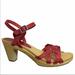 American Eagle Outfitters Shoes | American Eagle Outfitters Heeled Strap Sandals 10 | Color: Red/Tan | Size: 10
