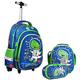 Wenlia Rolling Backpack, Pencil Case Lunch Bag 3 in 1 Student Bookbag, Astronaut Trolley bag Dinosaur School Bag for Boys Girls Youth Student