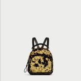 Zara Bags | Black / Gold Sequins Mini Backpack,2018 | Color: Black/Gold | Size: S