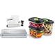 FoodSaver VS0100X Kompaktes Vakuumiergerät für Lebensmittel mit Handheld-Vakuumierer | 3 x Preserve & Marinate Vakuumbehälter | 1 Rolle & 4 Beutel | silber mit weißen Akzenten