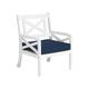 Chaise de jardin blanche avec coussin bleu marine