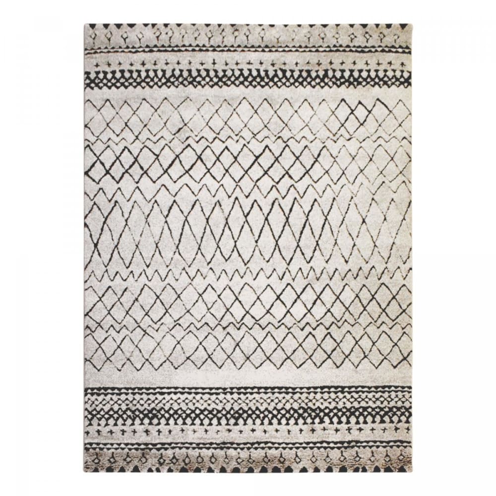 Tapis berbère style 120x120 rond Rond Beige, noir