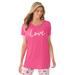 Plus Size Women's Soft PJ Tunic Tee by Dreams & Co. in Peony Petal Love (Size 22/24)