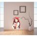 Stickalz Anime Schoolgirl Wall Decal, Anime Schoolgirl Wall Sticker, Anime Schoolgirl Wall Decor Vinyl in Red/Pink/Brown | 42 H x 33 W in | Wayfair