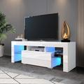 Ivy Bronx TV Stand w/ LED RGB Lights, Flat Screen TV Cabinet, Gaming Consoles - In Lounge Room, Living Room & Bedroom() Wood in Black | Wayfair