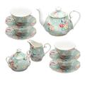 Grace's Tea Ware Shabby Rose 11 Piece Porcelain Tea Set Porcelain China/Ceramic in Green | Wayfair TS-35022G/11