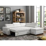 White Sectional - Wade Logan® Avetis 95" Wide Faux Leather Right Hand Facing Sleeper Corner Sectional w/ Ottoman Faux Leather | Wayfair