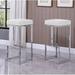 Everly Quinn Jochebed Counter & Bar Stool Upholstered/Leather/Metal/Faux leather in Gray/White | 31 H x 14.5 W x 14 D in | Wayfair