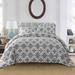 Charlton Home® Ianus Trellis Hypoallergenic Down Alternative 3Pc Comforter Set Microfiber in Gray | Full/Double/Queen | Wayfair