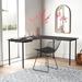 Symple Stuff Kameron L-Shape Desk Wood/Metal in Black/Brown/White | 28.98 H x 55 W x 59 D in | Wayfair ZSMT1235 46543251