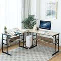 Inbox Zero Doireann L-shaped Drafting Table Wood/Metal in Black/Brown | 29.5 H x 50.5 W x 42.5 D in | Wayfair F9861BAC296E443EBE6BB0F412036B6A