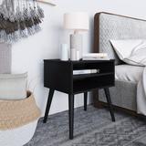 Corrigan Studio® Boyd Sleep Ragusa Mid-Century Modern Two Shelf Nightstand, Viera Collection Wood in Black | 21.25 H x 19.7 W x 15.75 D in | Wayfair