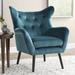 Wingback Chair - House of Hampton® Danney 30" Wide Tufted Wingback Chair Velvet/Fabric in Blue/Indigo | 39.75 H x 30 W x 34.25 D in | Wayfair