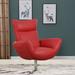 Lounge Chair - Orren Ellis 36.5" Wide Swivel Lounge Chair Leather/Genuine Leather in Red/Brown | 42.5 H x 36.5 W x 33.5 D in | Wayfair