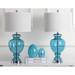 Wrought Studio™ Tiverton 28" Table Lamp Set Glass/Fabric in Blue | 28 H x 15 W x 15 D in | Wayfair 617CE7E028234C62B51F4826CAF3561F