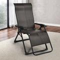 Bayou Breeze Lashley 2pcs Patio Rattan Zero Gravity Lounge Chair Folding Recliner Adjustable Headrest Metal in Brown/Gray | Wayfair