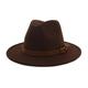 Lisianthus Men & Women Vintage Wide Brim Fedora Hat with Belt Buckle - - L