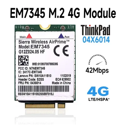 Carte mobile haut débit pour Lenovo ThinkSub carte 4G WWAN Tech 04X6014 EMCafe 45 4G HSPA