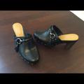 Coach Shoes | Coach Sasha Black Leather Tassle Clog Mule 6.5 Euc | Color: Black/Silver | Size: 6.5