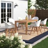 Lark Manor™ Anautica 7 Piece Outdoor Dining Set Wood in Brown/White | Wayfair E674ED4ECD9B42E3B8E405ED0890FD1D