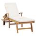 Latitude Run® Patio Lounge Chair Sunlounger Deckchair w/ Cushion Solid Teak Wood Wood/Solid Wood in Brown/White | Wayfair
