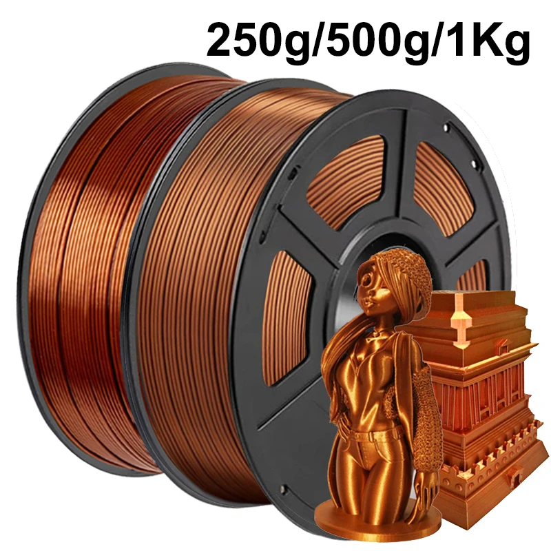 Imprimante 3d en cuivre de soie, Filament PLA 1.75mm, lustre soyeux de luxe 250g 500g 1kg pour stylo 3D, matériaux d