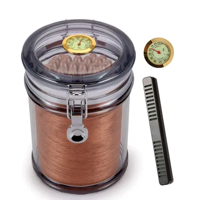 XIFEI-Pot d'humidificateur en acrylique gris avec hygromètre étui à cigares portable boîte