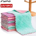 2/5/10Pcs Chiffon de Nettoyage En Microfibre Double-couche Absorbant Torchon Huile antiadhésive de