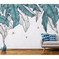 GK Wall Design Banana Leaf Dragonfly Tropical Leaves Exotic Removable Textured Wallpaper Non-Woven in Gray/White | 187 W in | Wayfair