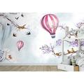 GK Wall Design Hot Air Balloon Purple Blossom Cartoon Sky Removable Textured Wallpaper Non-Woven in White | 150 W in | Wayfair GKWP000360W150H98
