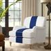 Barclay Butera Sydney Chair w/ Brass Caster Linen/Fabric in White/Blue | 35.5 H x 32 W x 38 D in | Wayfair 5110-11BAA-40